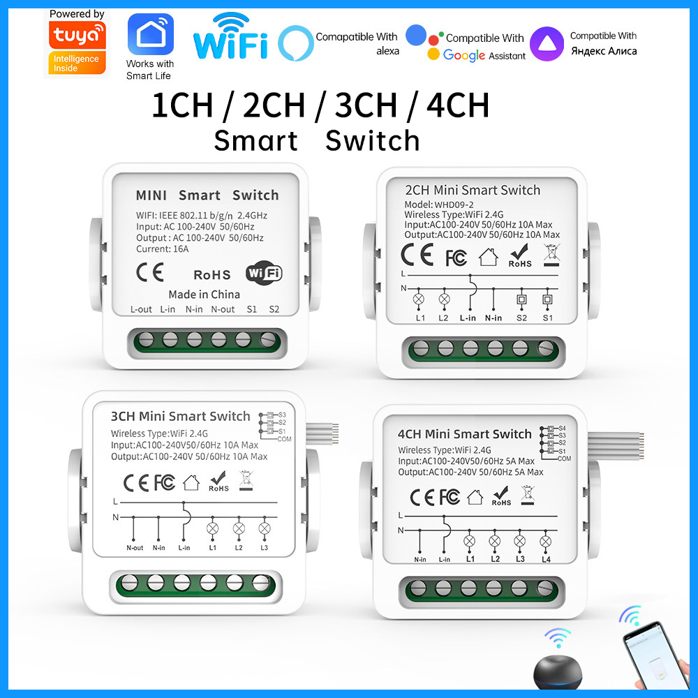 Tuya 4 Channel - Tuya WiFi Smart Switch 1/2/3/4 Gang